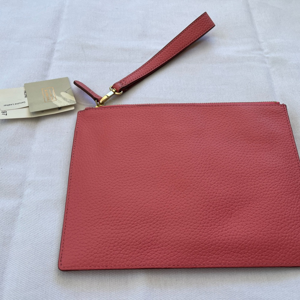 14th & Union Nordstrom pebbled Leather Wristlet Pouch clutch confetti pink NWT